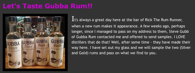 Lets taste Gubba Rum